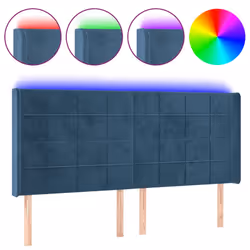 vidaXL Testiera a LED Blu Scuro 203x16x118/128 cm in Velluto - Vista aggiuntiva 2