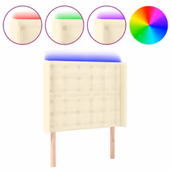 vidaXL Testiera a LED crema 93x16x118/128 cm in Similpelle - Vista aggiuntiva 2