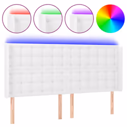 Testiera a LED Bianco 163x16x118/128 cm in Similpelle cod mxl 97898 - Vista aggiuntiva 2