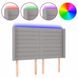 vidaXL Testiera a LED Grigio Chiaro 147x16x118/128 cm in Tessuto - Vista aggiuntiva 2