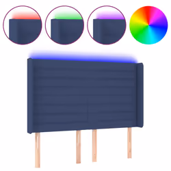 Testiera a LED Blu 147x16x118/128 cm in Tessutocod mxl 73884 - Vista aggiuntiva 2