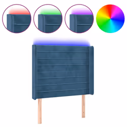 vidaXL Testiera a LED Blu Scuro 83x16x118/128 cm in Velluto - Vista aggiuntiva 2