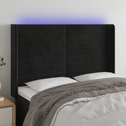 vidaXL Testiera a LED Nera 147x16x118/128 cm in Velluto