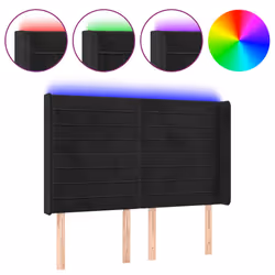 vidaXL Testiera a LED Nera 147x16x118/128 cm in Velluto - Vista aggiuntiva 2
