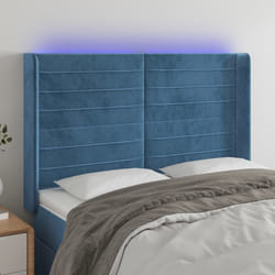 vidaXL Testiera a LED Blu Scuro 147x16x118/128 cm in Velluto