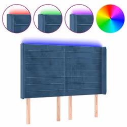 vidaXL Testiera a LED Blu Scuro 147x16x118/128 cm in Velluto - Vista aggiuntiva 2
