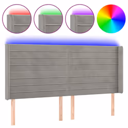 vidaXL Testiera a LED Grigio Chiaro 183x16x118/128 cm in Velluto - Vista aggiuntiva 2
