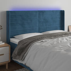 vidaXL Testiera a LED Blu Scuro 183x16x118/128 cm in Velluto