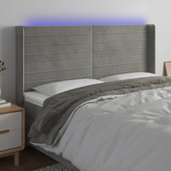 vidaXL Testiera a LED Grigio Chiaro 203x16x118/128 cm in Velluto