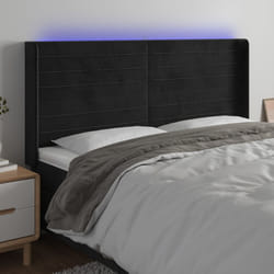 vidaXL Testiera a LED Nera 203x16x118/128 cm in Velluto
