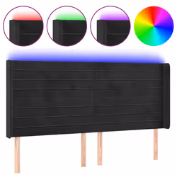 vidaXL Testiera a LED Nera 203x16x118/128 cm in Velluto - Vista aggiuntiva 2