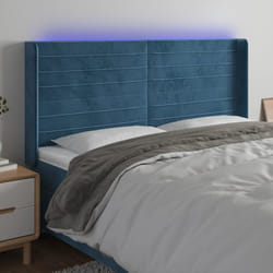 vidaXL Testiera a LED Blu Scuro 203x16x118/128 cm in Velluto