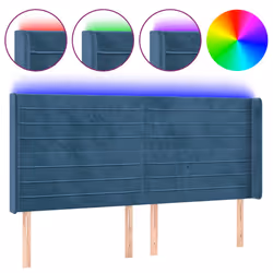 vidaXL Testiera a LED Blu Scuro 203x16x118/128 cm in Velluto - Vista aggiuntiva 2
