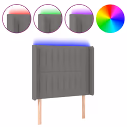 vidaXL Testiera a LED Grigio Scuro 83x16x118/128 cm in Tessuto - Vista aggiuntiva 2
