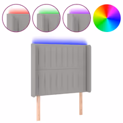 vidaXL Testiera a LED Grigio Chiaro 93x16x118/128 cm in Tessuto - Vista aggiuntiva 2