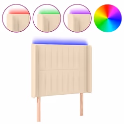 vidaXL Testiera a LED Crema 103x16x118/128 cm in Tessuto - Vista aggiuntiva 2