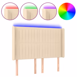vidaXL Testiera a LED Crema 147x16x118/128 cm in Tessuto - Vista aggiuntiva 2