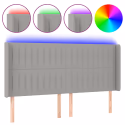 vidaXL Testiera a LED Grigio Chiaro 163x16x118/128 cm in Tessuto - Vista aggiuntiva 2
