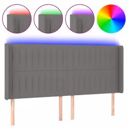 vidaXL Testiera a LED GrigioScuro 203x16x118/128cm in Tessuto - Vista aggiuntiva 2
