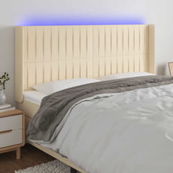 vidaXL Testiera a LED Crema 203x23x118/128 cm in Tessuto