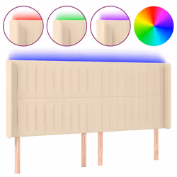 vidaXL Testiera a LED Crema 203x23x118/128 cm in Tessuto - Vista aggiuntiva 2