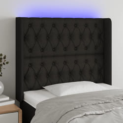 vidaXL Testiera a LED nero 93x16x118/128 cm in Tessuto