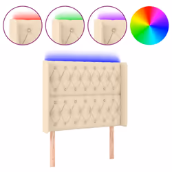 vidaXL Testiera a LED crema 93x16x118/128 cm in Tessuto - Vista aggiuntiva 2