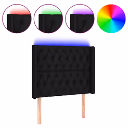 vidaXL Testiera a LED Nera 103x16x118/128 cm in Tessuto - Vista aggiuntiva 2