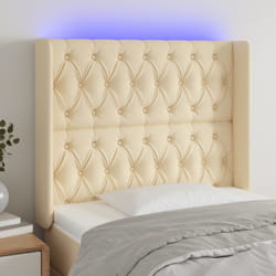vidaXL Testiera a LED Crema 103x16x118/128 cm in Tessuto