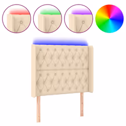 vidaXL Testiera a LED Crema 103x16x118/128 cm in Tessuto - Vista aggiuntiva 2