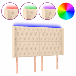 vidaXL Testiera a LED Crema 147x16x118/128 cm in Tessuto - Vista aggiuntiva 2