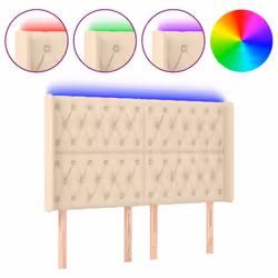 vidaXL Testiera a LED Crema 163x16x118/128 cm in Tessuto - Vista aggiuntiva 2