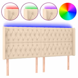 vidaXL Testiera a LED Crema 183x16x118/128 cm in Tessuto - Vista aggiuntiva 2