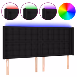 vidaXL Testiera a LED Nera 203x16x118/128 cm in Tessuto - Vista aggiuntiva 2
