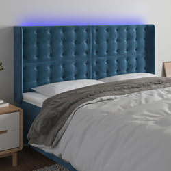 Testiera a LED Blu Scuro 163x16x118/128 cm in Vellutocod mxl 121817