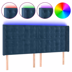 Testiera a LED Blu Scuro 163x16x118/128 cm in Vellutocod mxl 121817 - Vista aggiuntiva 2