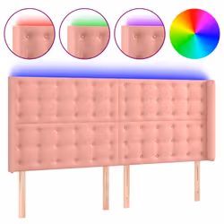 vidaXL Testiera a LED rosa 163x16x118/128 cm in Velluto - Vista aggiuntiva 2