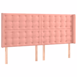 vidaXL Testiera a LED rosa 163x16x118/128 cm in Velluto - Vista aggiuntiva 3