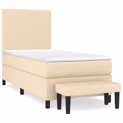 vidaXL Giroletto a Molle con Materasso Crema 90x190 cm in Tessuto - Vista aggiuntiva 2