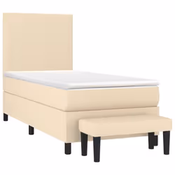 vidaXL Giroletto a Molle con Materasso Crema 90x190 cm in Tessuto - Vista aggiuntiva 3