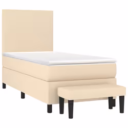 vidaXL Giroletto a Molle con Materasso Crema 90x200 cm inTessuto - Vista aggiuntiva 3