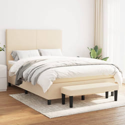 vidaXL Giroletto a Molle con Materasso Crema 140x200 cm in Tessuto