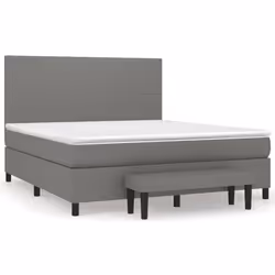 vidaXL Giroletto a Molle con Materasso Grigio Scuro 160x200 cm Tessuto - Vista aggiuntiva 2