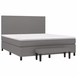 vidaXL Giroletto a Molle con Materasso Grigio Scuro 160x200 cm Tessuto - Vista aggiuntiva 3
