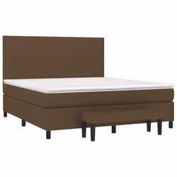 vidaXL Giroletto a Molle con Materasso Marrone Scuro 160x200cm Tessuto - Vista aggiuntiva 3