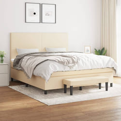 vidaXL Giroletto a Molle con Materasso Crema 160x200 cm in Tessuto