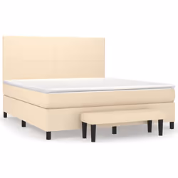 vidaXL Giroletto a Molle con Materasso Crema 160x200 cm in Tessuto - Vista aggiuntiva 2