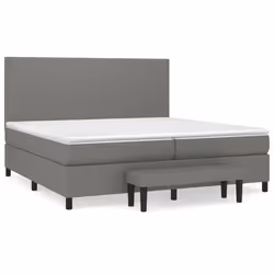 vidaXL Giroletto a Molle con Materasso Grigio Scuro 200x200 cm Tessuto - Vista aggiuntiva 2