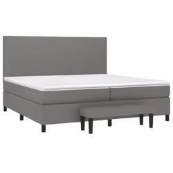 vidaXL Giroletto a Molle con Materasso Grigio Scuro 200x200 cm Tessuto - Vista aggiuntiva 3