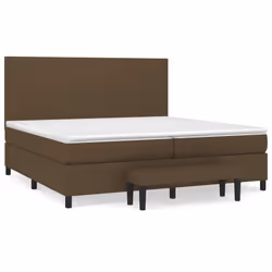 vidaXL Giroletto a Molle con Materasso Marrone Scuro 200x200cm Tessuto - Vista aggiuntiva 2